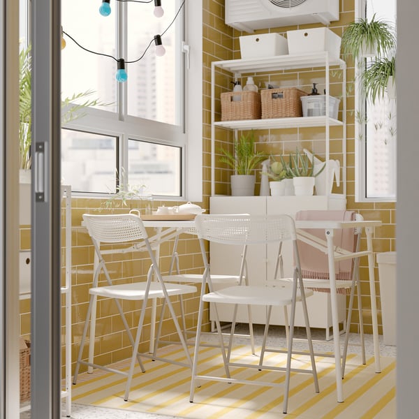 TORPARÖ Table, outdoor, white/foldable, 51 1/8x29 1/8 "