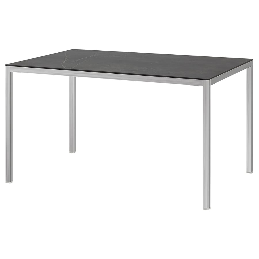 TORSBY table, chrome plated black/marble effect ceramic, 531/8x331/2
