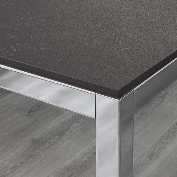 TORSBY Table, chrome plated black/marble effect ceramic, 53 1/8x33 1/2 "