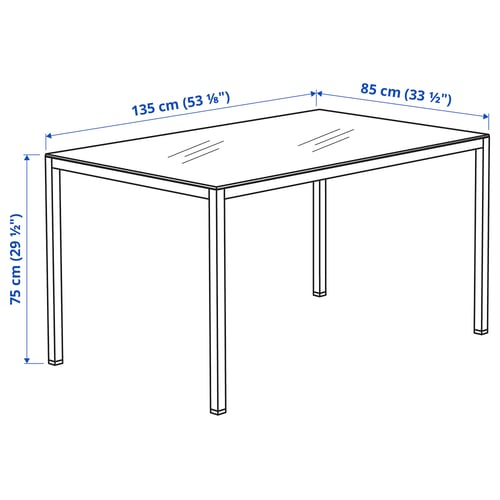 TORSBY table, chrome plated/high gloss white, 531/8x331/2