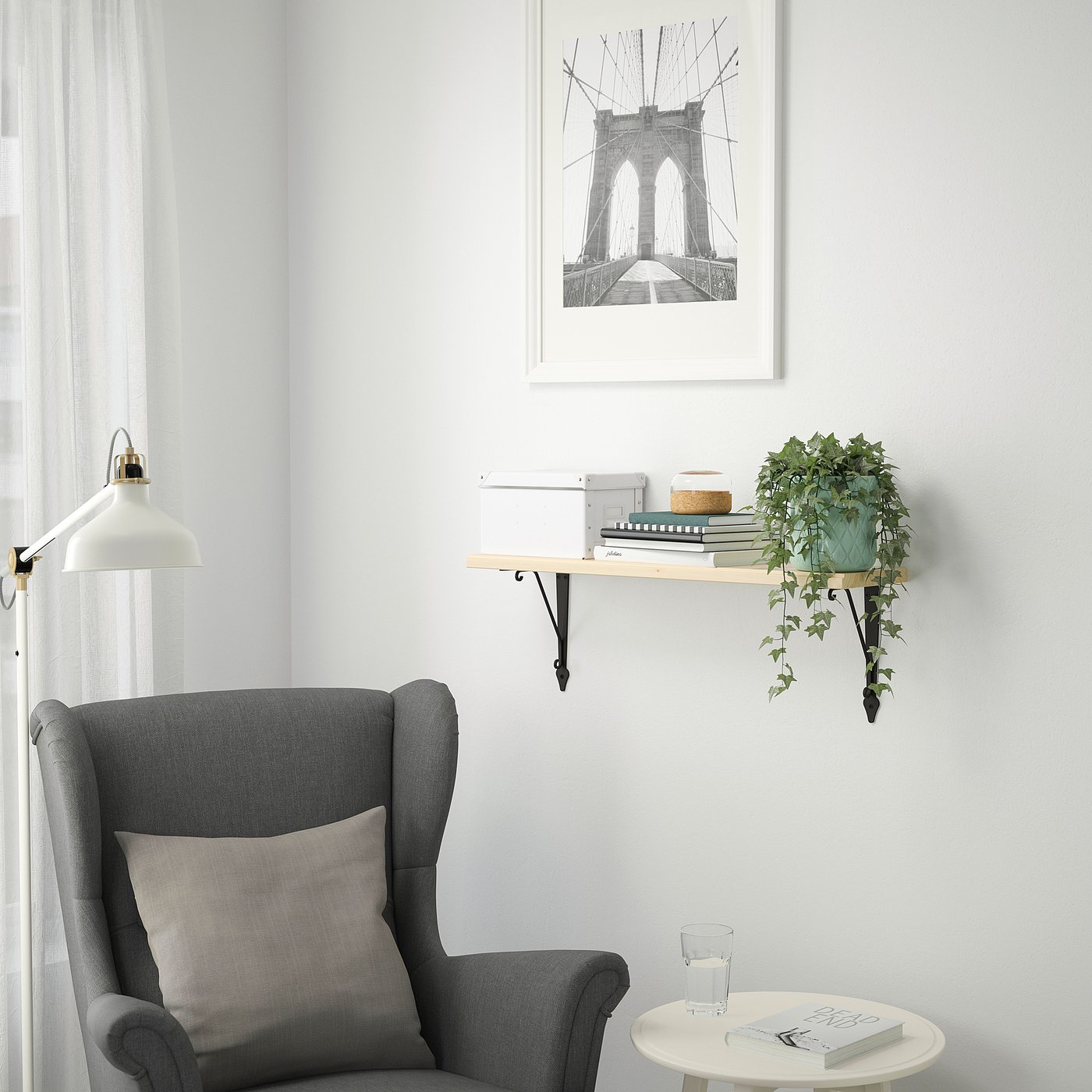 TRANHULT / KROKSHULT wall shelf, aspen, 311/2x77/8