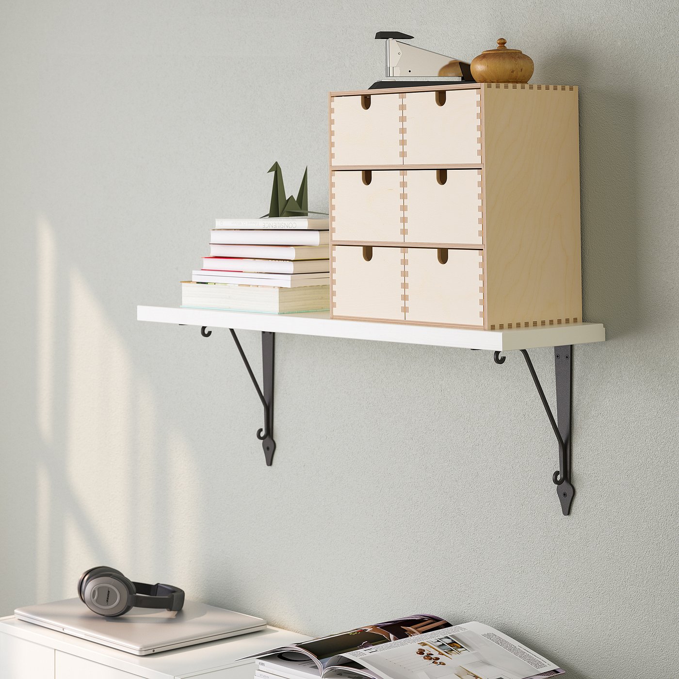 TRANHULT / KROKSHULT wall shelf, white stained aspen, 311