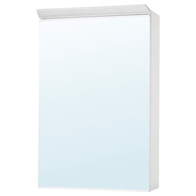 TREASJÖN Mirror cabinet w/1 door & light, 19 5/8x6 3/4x29 1/2 "