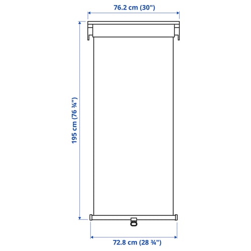 TRETUR Black-out roller blind, white, 30x76 ¾ "