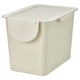 TRÖSKNING Bin with lid, light beige, 7 gallon