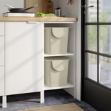 TRÖSKNING Bin with lid, light beige, 7 gallon