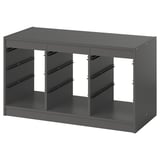 A grey TROFAST storage unit, rectangular with open compartments, perfect for organising items.