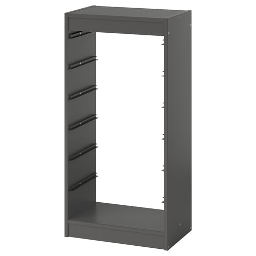 Grey TROFAST storage frame, rectangular shape with slot design for shelves or boxes.