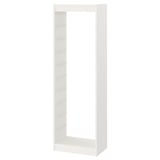 A white TROFAST frame, rectangular, made from particleboard with plastic edging. Its a high unit designed for vertical storage.