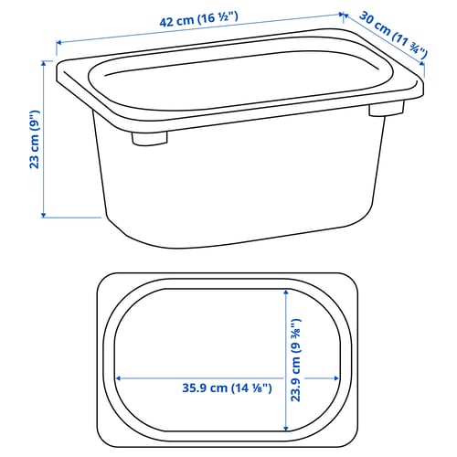 Illustration with measurements for the product: TROFAST.