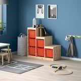 TROFAST Storage combination, light white stained pine/orange, 37x17 3/8x35 7/8 "