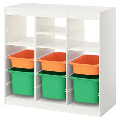 TROFAST Storage combination, room divider white/light orange bright green, 39x17 3/8x37 "