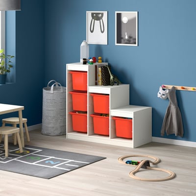 TROFAST Storage combination, white/orange, 39x17 3/8x37 "