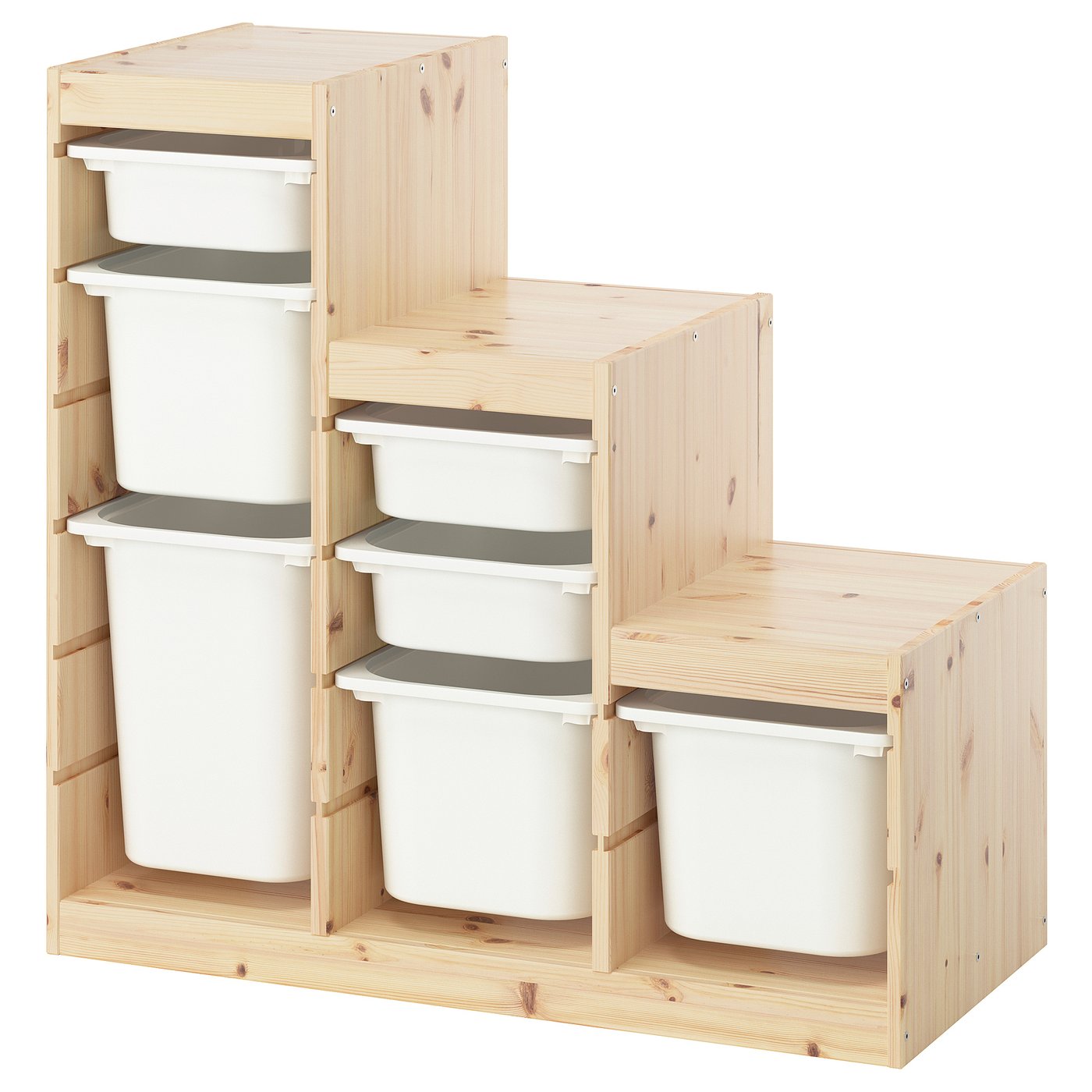 TROFAST storage combination with boxes, light white stained pine