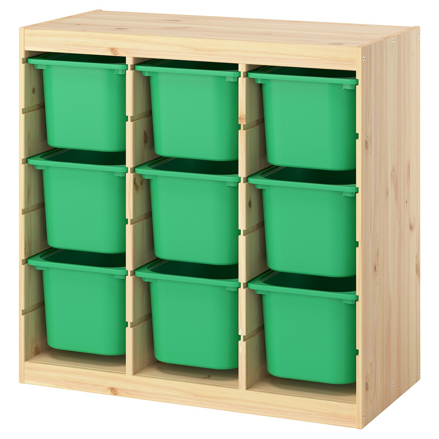 Storage Combination With Boxes, Room Divider/Light White Stained Pine Bright Green