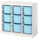 TROFAST Storage combination with boxes, room divider/white light blue, 39x17 3/8x37 "