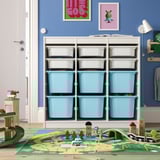TROFAST Storage combination with boxes, room divider/white light blue, 39x17 3/8x37 "