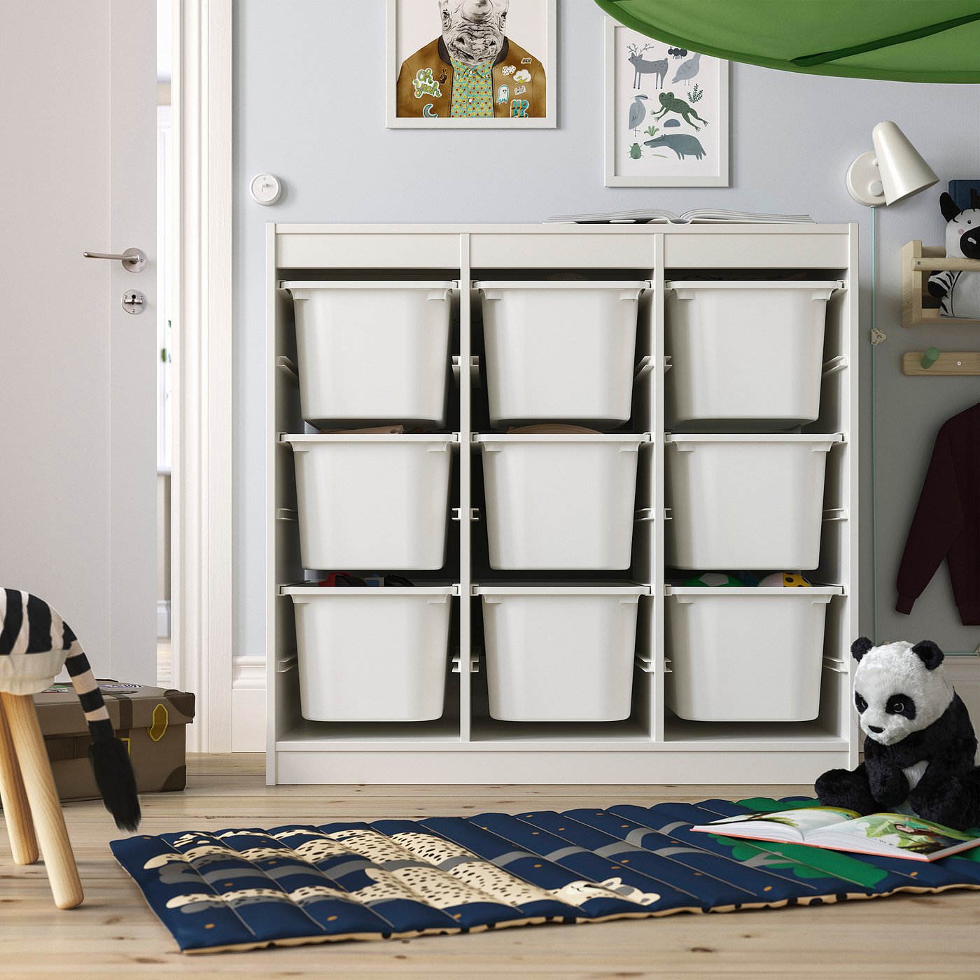 TROFAST storage combination with boxes, room divider/white white