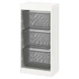 TROFAST Storage combination with boxes, white/dark gray, 18 1/8x11 3/4x37 "