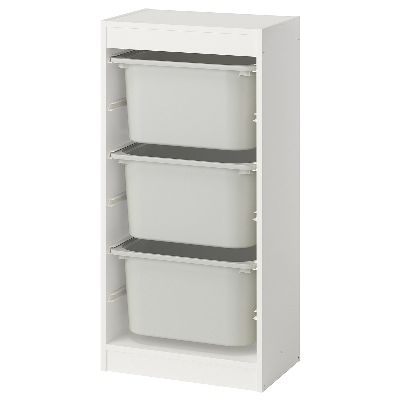 TROFAST storage combination with boxes, white/gray, 181/8x113/4x37