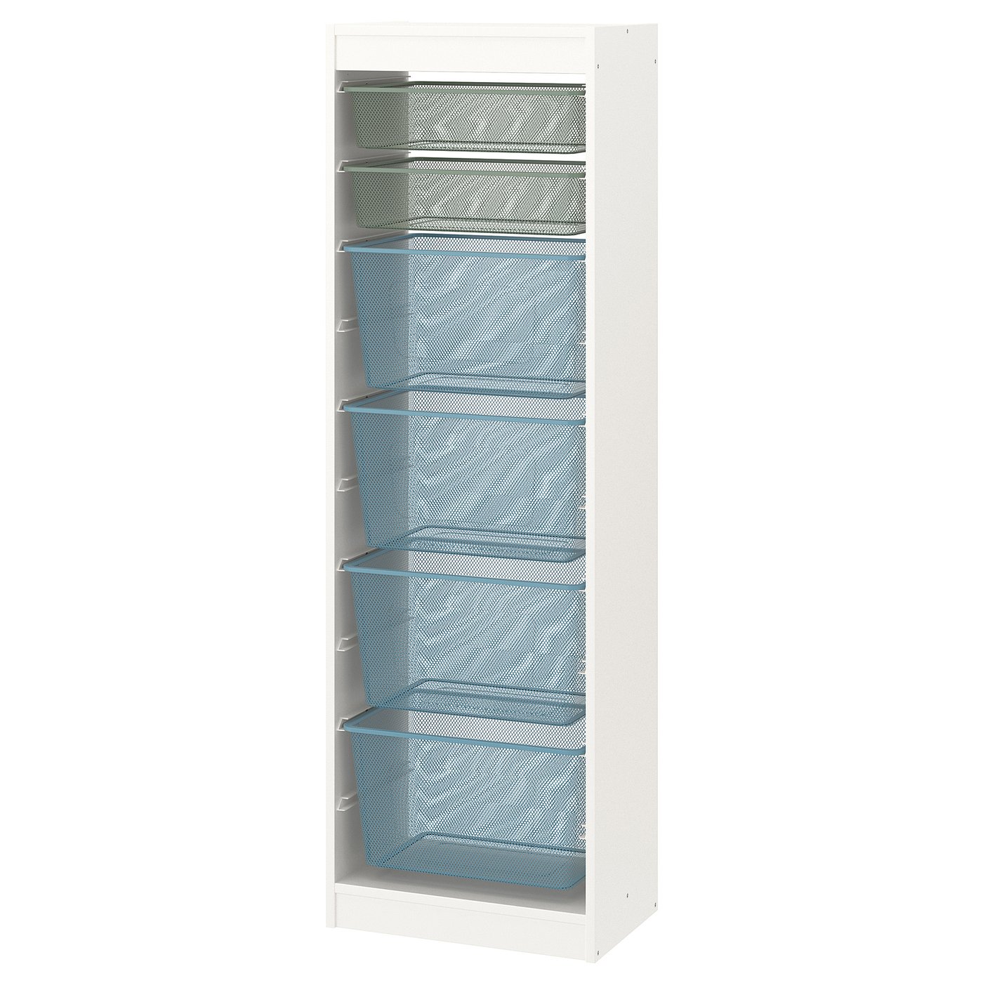 TROFAST Storage combination with boxes, white light green-gray/gray-blue, 181/8x113/4x571/8" - IKEA