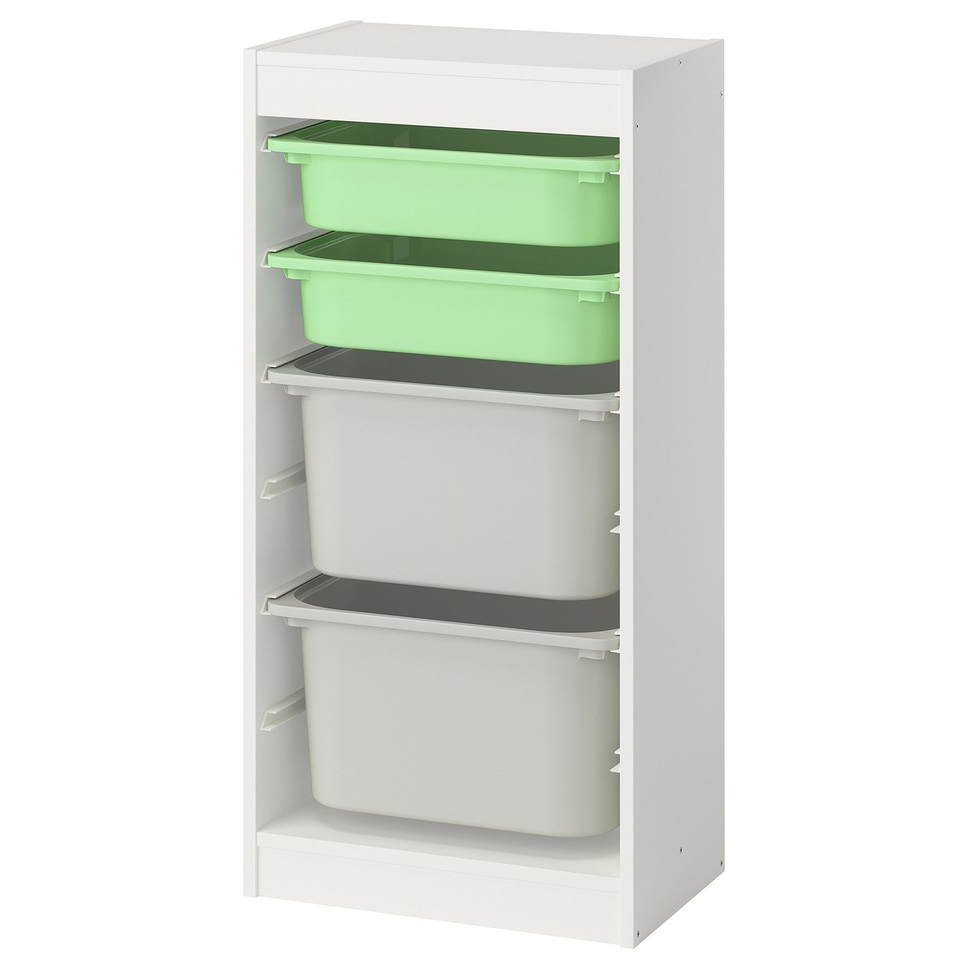 TROFAST storage combination with boxes, white light green/gray