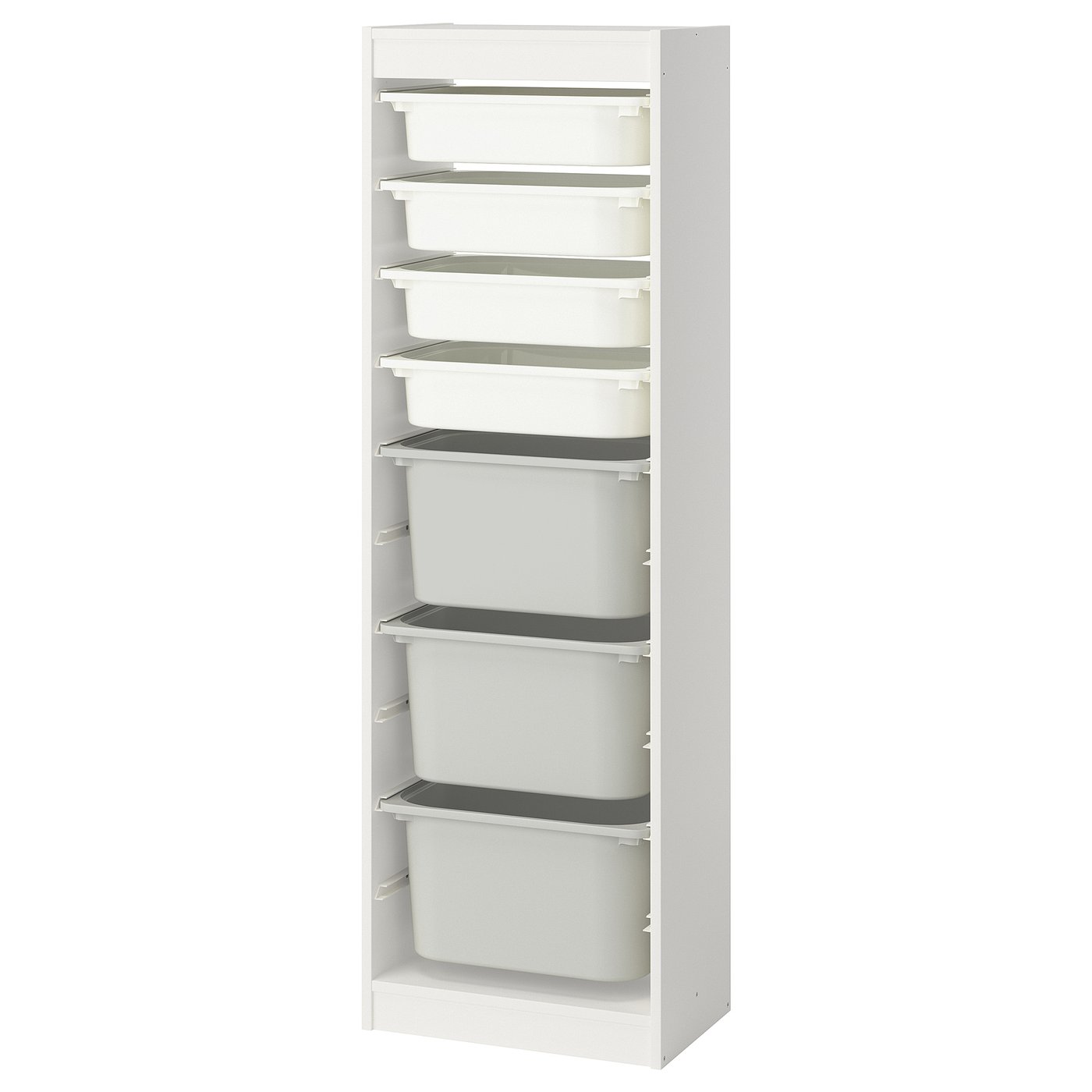 TROFAST storage combination with boxes, white/white, 181/8x113
