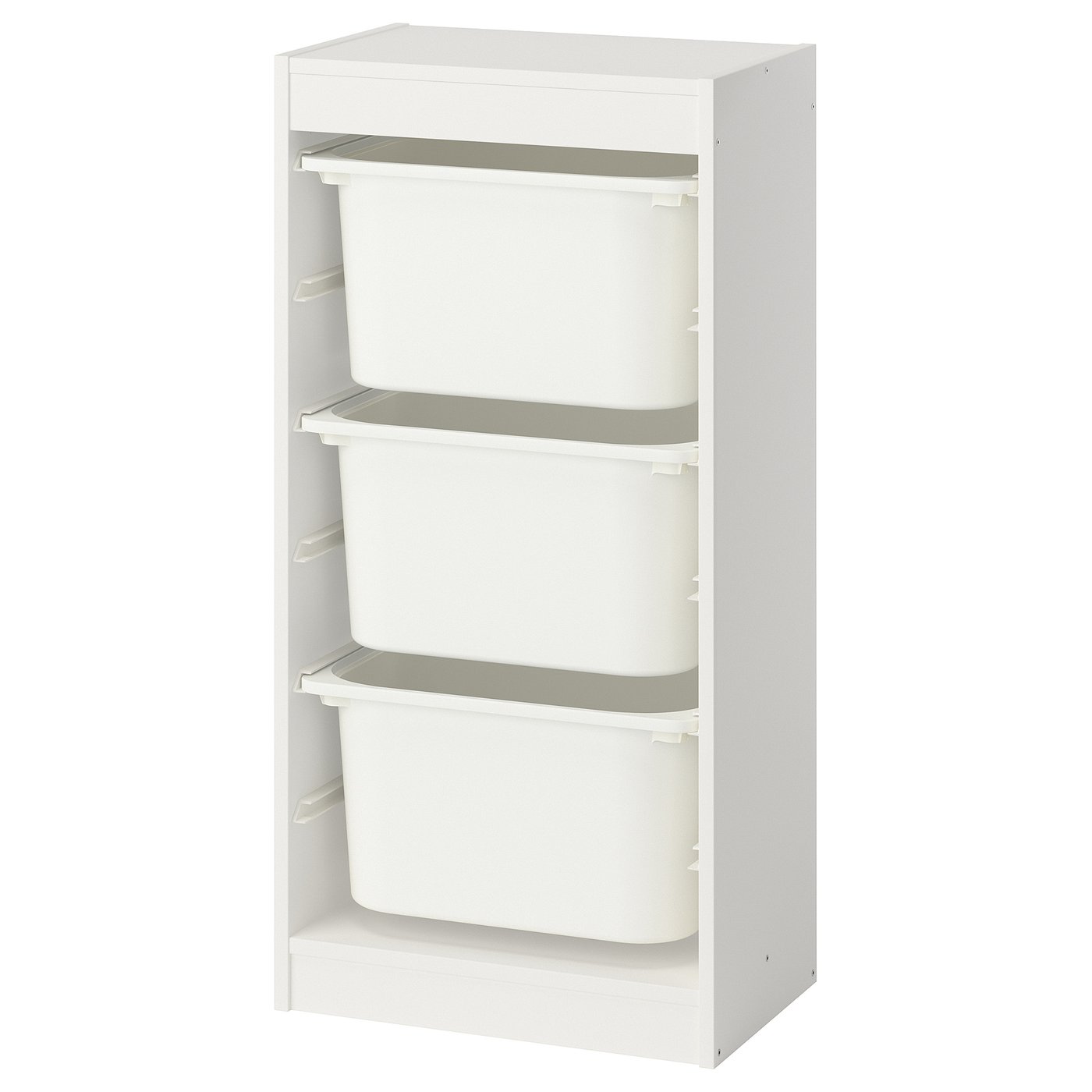 TROFAST storage combination with boxes, white/white, 181/8x113