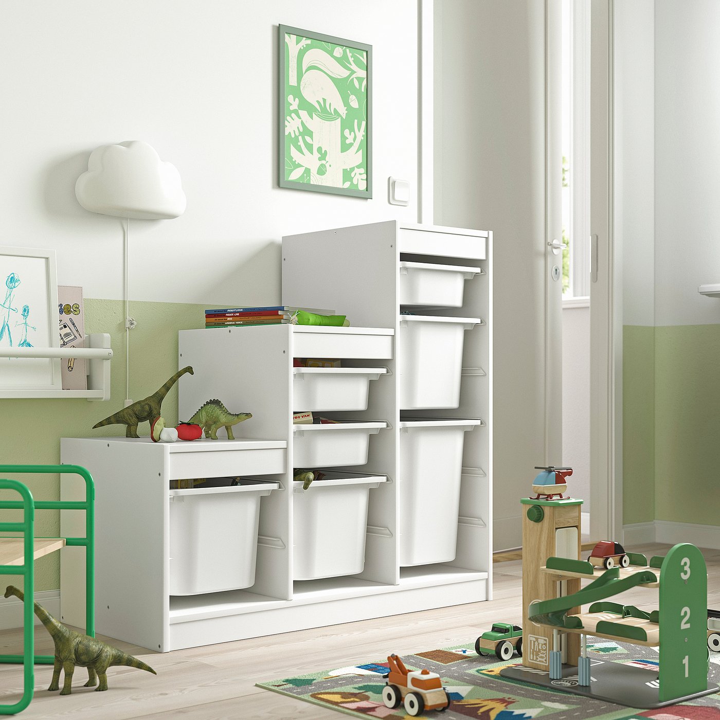 TROFAST storage combination with boxes, white/white, 39x173