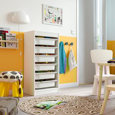 TROFAST Storage combination with boxes, white/white, 18 1/8x11 3/4x37 "