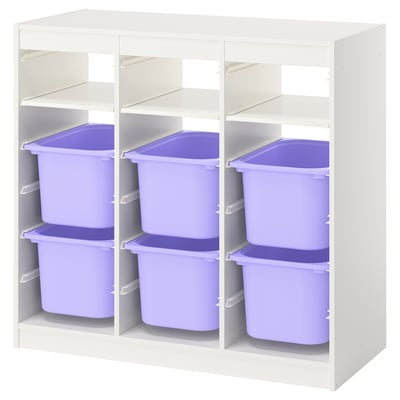 TROFAST Storage combination, with shelves/boxes room divider/white lilac, 39x17 3/8x37 "
