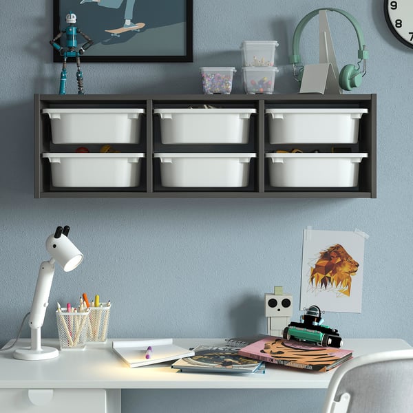 TROFAST Wall storage, gray/white, 39x8 1/4x11 3/4 "