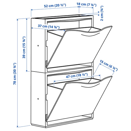 Illustration with measurements for the product: TRONES.