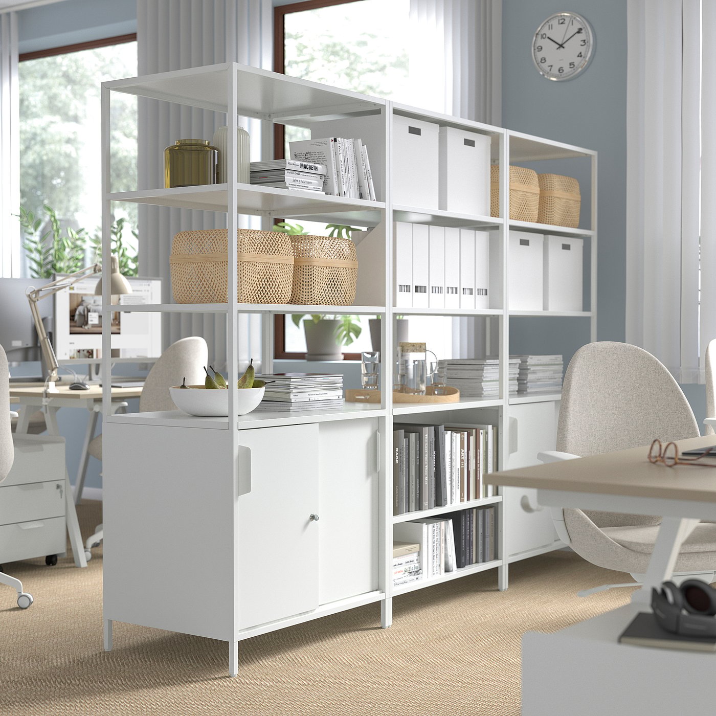 TROTTEN cabinet with sliding doors, white, 311/2x215/8x707/8