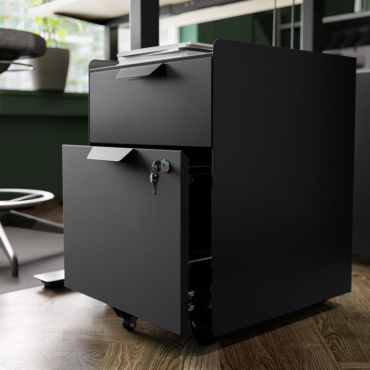 TROTTEN drawer unit w 2 drawers on casters, anthracite IKEA