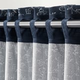 TRYSTÄVMAL Curtains, 1 pair, dark blue/white/floral pattern with heading tape, 57x98 "