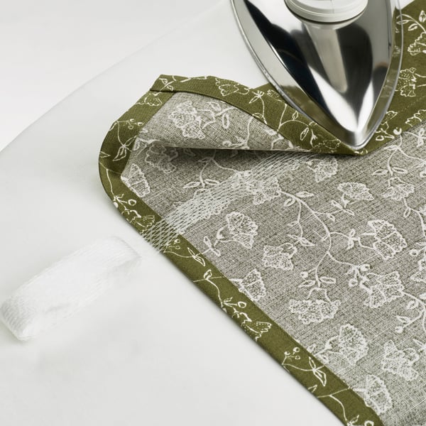 TRYSTÄVMAL Curtains, 1 pair, green/white floral pattern/with heading tape, 57x98 "