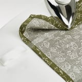 TRYSTÄVMAL Curtains, 1 pair, green/white floral pattern/with heading tape, 57x98 "