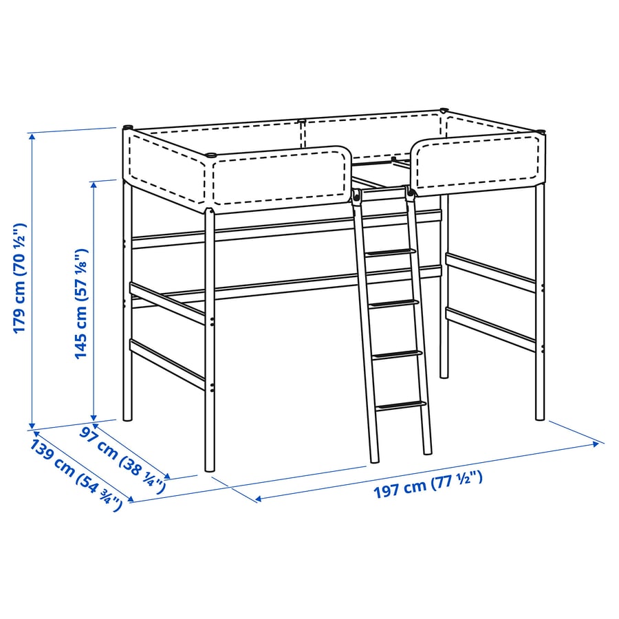 TUFFING Loft bed frame, dark gray, Twin IKEA