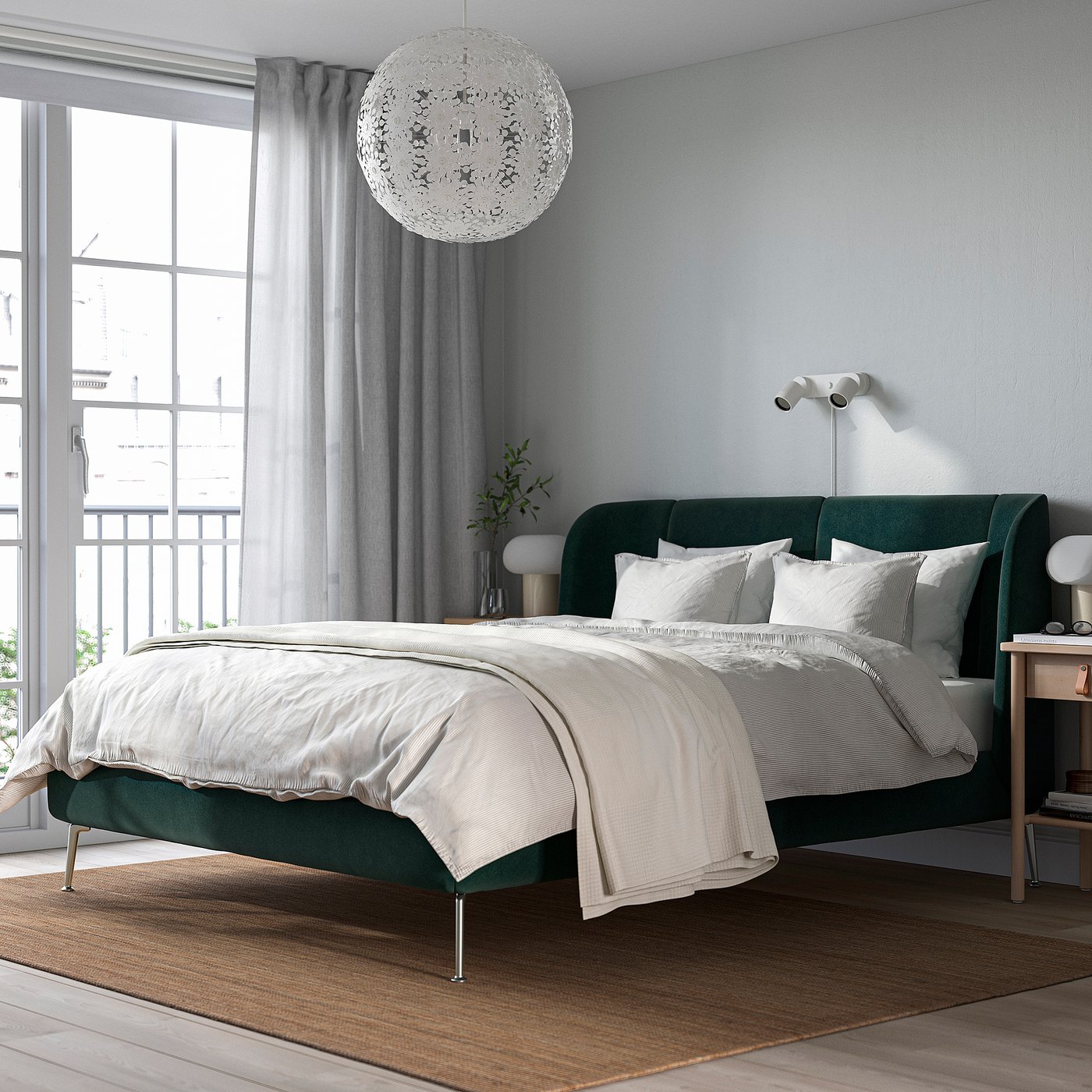 TUFJORD upholstered bed frame, Djuparp dark green, Queen IKEA