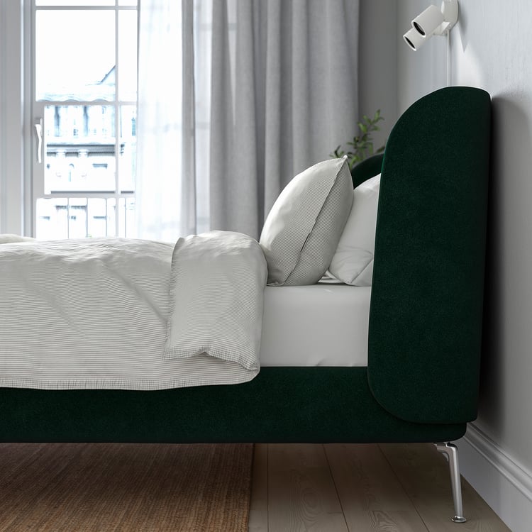 TUFJORD upholstered bed frame, Djuparp dark green, Queen IKEA