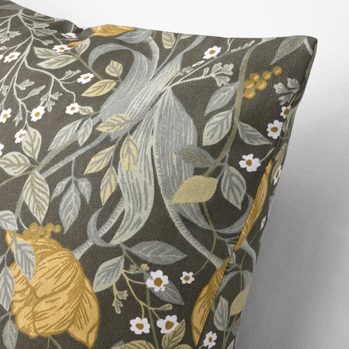 TUVSÄV Cushion cover, deep green/floral pattern, 20x20" IKEA