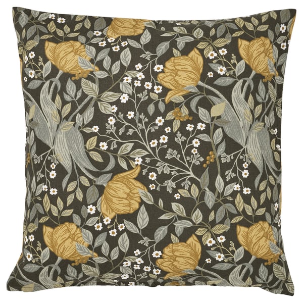 TUVSÄV Cushion cover, deep green/floral pattern, 20x20" IKEA