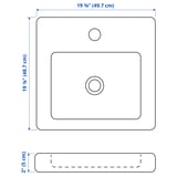 TVÄLLEN Sink with water trap, white, 19 5/8x19 1/8 "