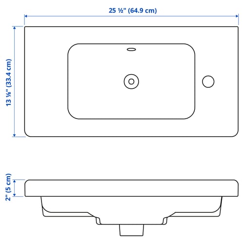 Illustration with measurements for the product: TVÄLLEN.