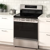 TVÄRSÄKER Range with induction cooktop, Stainless steel