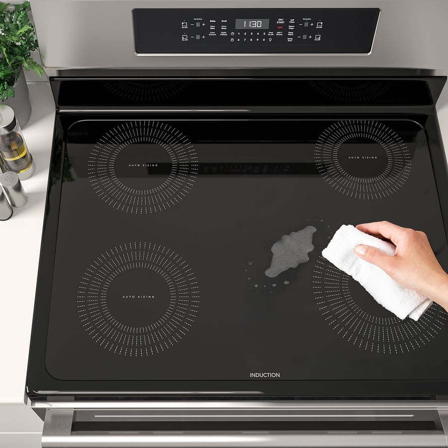 TVÄRSÄKER range with induction cooktop, Stainless steel IKEA