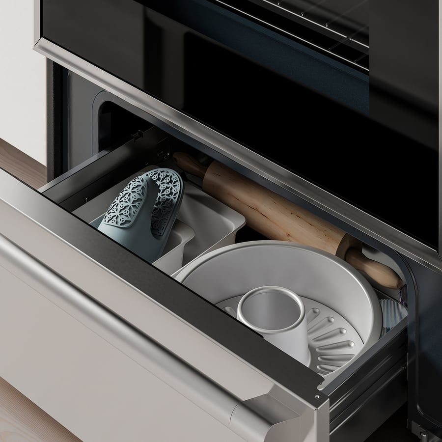 TVÄRSÄKER range with induction cooktop, Stainless steel IKEA