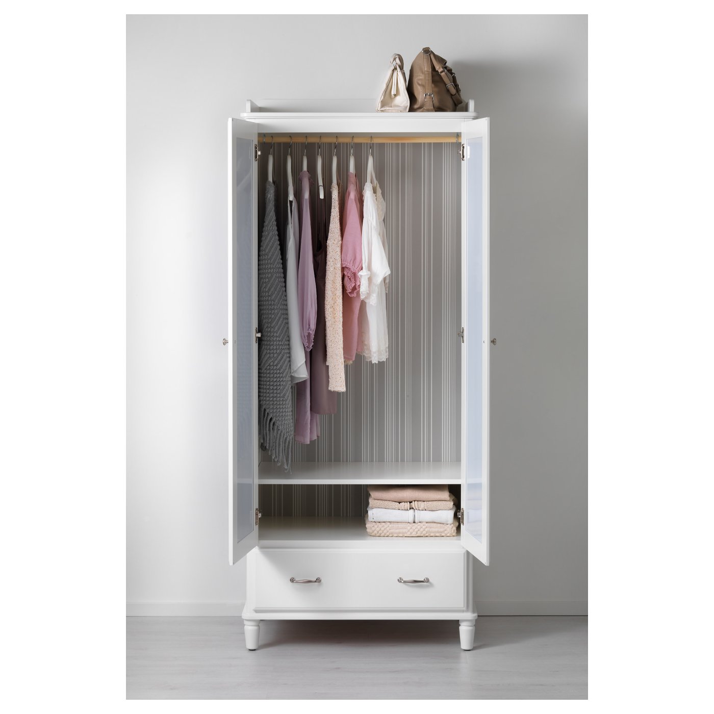 TYSSEDAL Wardrobe, white, mirror glass, 34 5/8x22 7/8x81 7/8" IKEA