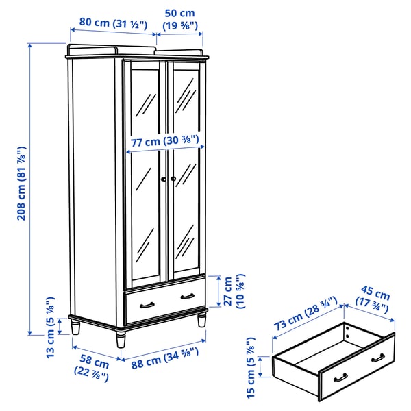 TYSSEDAL Wardrobe, white, mirror glass, 34 5/8x22 7/8x81 7/8 - IKEA